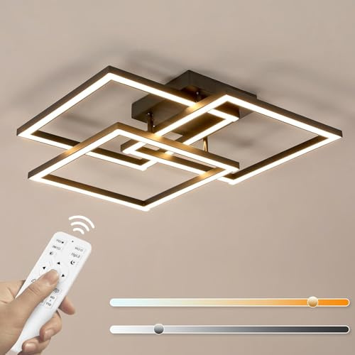DELIPOP Lámpara de Techo LED Regulable, 40W Moderno Plafon LED Techo con Mando 3000K-6500K, Negro Luz de Techo Aluminio para Salón, Dormitorio, Comedor, Cocina