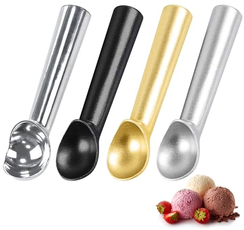 NkHui 4PCS Aluminum Ice Cream Scoops, 7 INCH Handle, Non-Stick Anti-Freeze, One-Piece Design, Cookie Spoon for Hard Ice Cream, Fruit Puree, and Potato Mash
