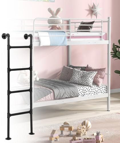 Industrial Iron Pipe Heavy Duty Bunk Bed Ladder 3.3FT Tall Safety Side Climb Step Ladder for Home Loft Attic Dorm Entrance Egress Stairway (150cm/59in)