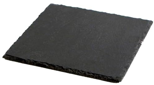 AC - Plato de Pizarra - Forma Cuadrado - Platos Llanos de Piedra Natural para Servir Alimentos, quesos, Aperitivos - 25 x 25 cm