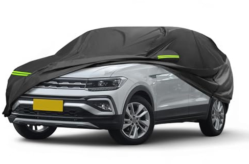A ABSOPRO Copertura Auto per Volkswagen T-Cross 2018-2024 210D-PU Copertura Auto Esterna Completa Tempo Impermeabile Antivento Protezione Solare con Zipper Porta Conducente
