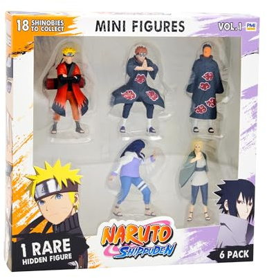 BANDAI - Naruto Shippuden - Pack 6 Mini-Figurines Dont 1 Rare cachée - Collection Figurines Naruto - Coffret de 6 Inclus 1 Personnage Shinobi aléatoire Surprise - Jouet Enfant 4 Ans et + - PMN2060