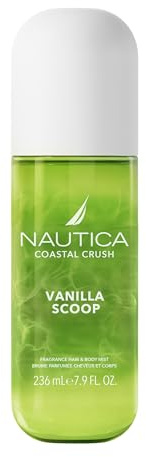 Nautica, Acqua profumata per il corpo Coastal Crush Vanilla Scoop, Acqua profumata femminile per corpo e capelli dal profumo gourmand avvolgente lussuoso, 236ml