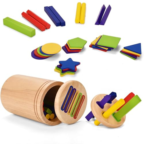 Montessori leksak från 1 år, 2 i 1 träleksak från 1 år, färg sorteringsspel småbarn, flickor, pojkar, baby sensoriska leksaker, motorikleksaker, födelsedag, julklapp, present 1 2 3 år