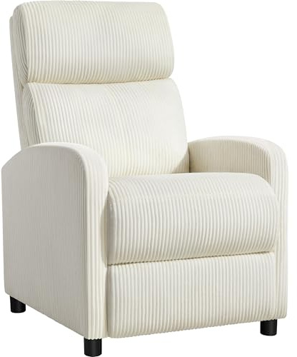 Yaheetech Sillón Relax Reclinable Manual con Reposapiés Ajustable, Butaca para Salón, Dormitorio u Oficina, Medidas:99x87x61,5cm, Tapizado en Poliéster Transpirable Beige