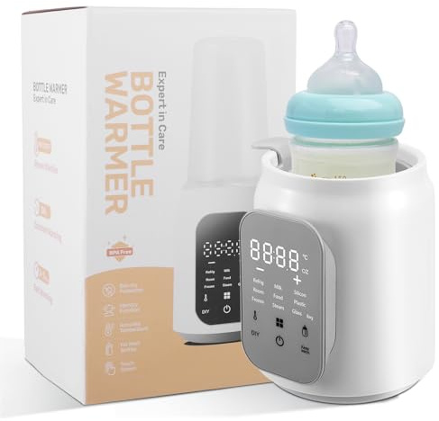 Chauffe Biberon 8 en 1, Chauffe Lait Maternel, Chauffe-plats pour Bébé, Dégivrage Réchauffeur Chauffage Rapide, Température de 35°C à 55°C, Chauffe Petit Pots Adapté à Divers Matériaux de Biberons
