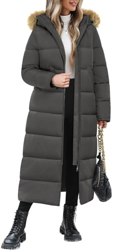 Yuson Girl Abrigos Mujer Invierno Largo Gruesa Térmico Abrigo con Capucha Invierno Elegante Chaqueta Acolchado Viento Cremallera Parka Exteriores Cazadora Plumón con Bolsillos