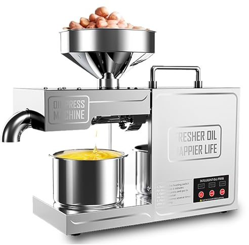 Automatic Electric Oil Press Machine for Home and Commercial Use, 820W Cold & Hot Press Technology for Seeds and Nuts, Stainless Steel Oil Expeller for Healthy Cooking