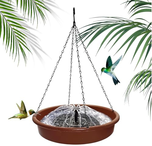 Bebedero De Agua para Aves | Solar Resistente Cuenca de Baño | Fuente Bebedero para Aves,para Mascotas Loros Aviarios Jardín Patio Parque Exterior