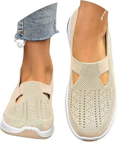 Zapatillas Ortopedicas Mujer Verano Zapatillas sin Cordones para Caminar Comodos y Ligeros Sandalias Palas Transpirables y Antideslizantes Zapatos de Diabéticos Entrenamiento Deportivas Malla Deporte