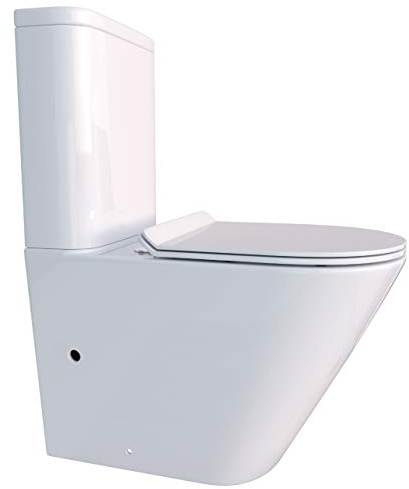 KERABAD Stand WC mit Spülkasten komplett Set, Spülrandlos, Abgang senkrecht und waagerecht, WC-Sitz aus Duroplast mit Absenkautomatik SoftClose-Funktion aus Keramik