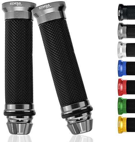 Universal Motorcycle Handlebar Grips 22 mm - 24 mm Non-Slip Motorcycle Grips for Scooters Mopeds Rubber Grips Made of CNC Aluminium - Premium Design