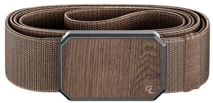 Groove Life Groove Belt Walnut/Brown - Men's Stretch Nylon Belt with Magnetic Aluminum Buckle, Lifetime Coverage - Large (37-40)