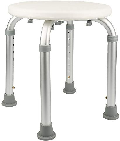 Sgabello Bagno in Alluminio Altezza Regolabile Sedile Doccia Sedia Vasca Ausilio per Anziani, Piedini in gomma Antiscivolo
