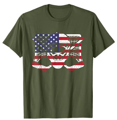 Ice Hockey Goalie American Flag USA Goalie mask 4th of July T-Shirt, Men, Black, Small