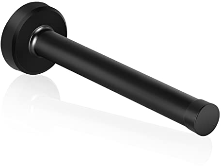 Butée de Porte Murale Moderne en Acier Inoxydable - 150 mm de Long, Noire, Robuste Avec Embout en Caoutchouc pour Insonorisation