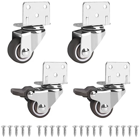 Juego de 4 Ruedas Para Muebles De 25 mm, Heavy Duty Ruedas, Ruedas Silenciosas Sin Marcas En El Suelo Para Muebles, Ruedas Recubiertas De Goma Para Carros, Capacidad de Carga 44 Kg-1inch