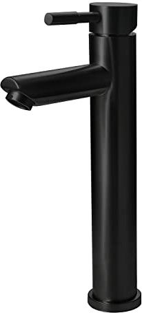 SOLVEX Grifo de Lavabo,Grifo Baño（Caño Alto）,Ahorro del Agua Grifo Monomando Lavabo,Acero Inoxidable Grifos Lavabo,Agua Fria y Caliente Disponible,Negro,SP-10032-N