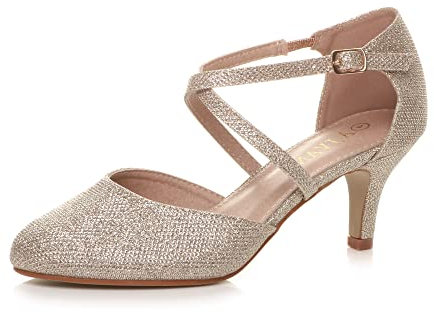 AJVANI mid high heel strappy crossover wedding sandals shoes size 5 38