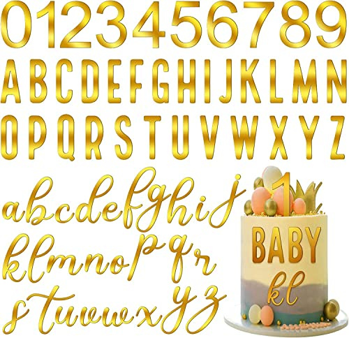AIBAOBAO 124 pezzi torta decorazione lettera decorazione torta,Topper per torta in acrilico oro rosa, abbellimento alfanumerico maiuscolo, set fai da te per cake topper per matrimoni celebrativi