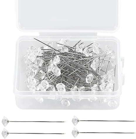 HXMJIED 100 spilli con testa in cristallo di diamante – Spilli a forma di fiore per decorazioni nuziali e fai da te cucito artigianato