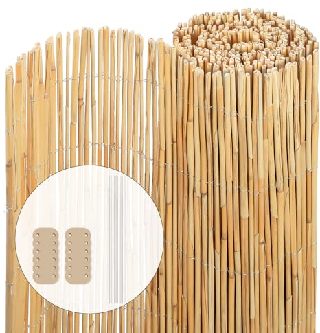 VOUNOT Schilfrohrmatte140x300 cm, Schilfmatten Sichtschutz, Windschutz & Sonnenschutz, Schilfmatte für Garten, Balkon, Terrasse, Balkonsichtschutz, Gartensichtschutz