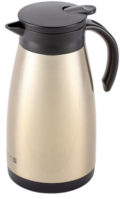Royalford Coffee Pot | Stainless Steel Thermal Carafe 1500ML/51 oZ Jug | Double Walled Vacuum Insulated Coffee Pot with Press Button | Ideal for Coffee, Tea, Beverage etc | Gold