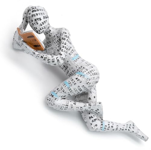 JJQHYC Reading Woman Ornament Shelf Decoration Abstract Woman Thinker Ornaments for Living Room, Decorative Reading Sculpture Bookworm Gift for Book Lovers