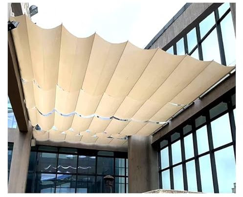 DGAMHF Outdoor Retractable Pergola Shade Cover, Slide Hang Down Wave Canopy Retractable Replacement Awning U Shape Wave Shade Cover For Garden Porch Beach Pavilion Grill Gazebo(1x2m)