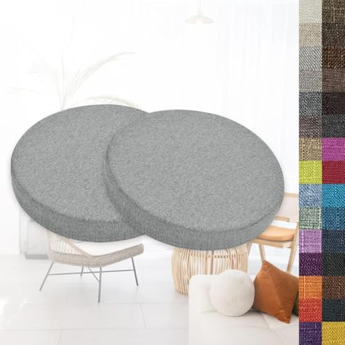 Pack de 2 Cojines Redondos Antideslizantes – 40x40cm/45x45cm/50x50cm Interior/Exterior Gruesos y Cómodos Cojín para Silla para Taburetes de Bar, Cocina, Comedor, Terraza & Jardín(D3,55x8cm/21.6x3in)