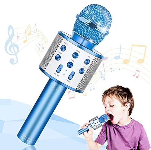 Hapikids Toys for 3-12 Year Old Girls, Bluetooth Kids Microphone Gifts for 4-10 Year Old Girls Toys Age 3-9 Birthday Gifts for 5-12 Year Old Girl Toys Gifts Age 4-12 Presents Toys Blue
