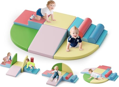 STYPLZ Blocchi di costruzione in schiuma per bambini, blocchi da arrampicata per interni, strutture da arrampicata per bambini, blocchi giganti per scatenarsi e arrampicarsi, ((Set di otto pezzi