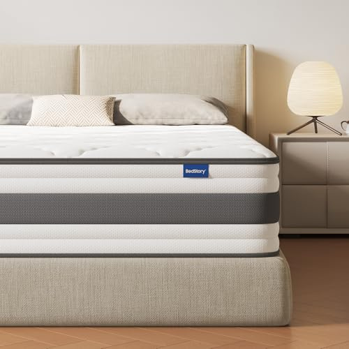 BedStory King Mattrress 5FT, 11.8 Inch Comfort Foam Pocket Sprung Hybrid Mattress for Pressure Relief & Back Pain Relief – Medium Firm 150x200x30 cm