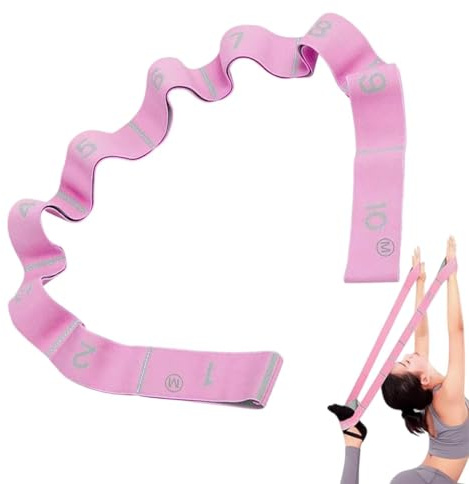 Cintura elastica con passanti, cintura da yoga con passanti, 10 cinghie per allungare le gambe, cintura elastica per fitness per allenamento a casa, allenamento, pilates e ginnastica