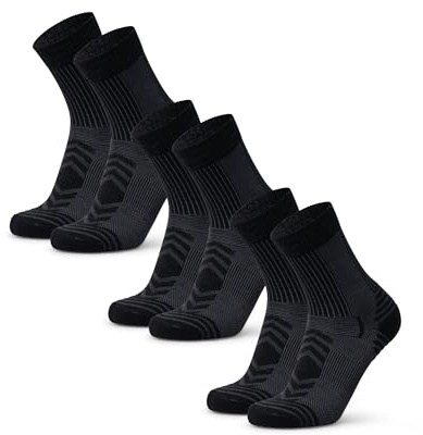 DANISH ENDURANCE Leichte Merino Wolle Wandersocken, Sommer Wollsocken, Unisex, für Herren & Damen, 3 & 5 Paar, Schwarz, 35-38