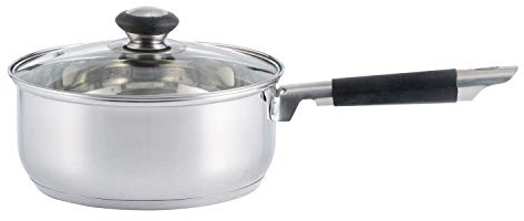 Viners Everyday Sauce Pan, Touch Grip Handle and Glass Lid with 5 Year Guarantee Stainless Steel, 20cm