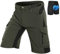 Vzteek Herren MTB Hose Fahrradhose mit Gepolstert, Schnelltrocknende MTB Shorts Mountainbike Hose Herren(Grün,L)