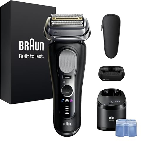 Braun Series 9 PRO+ Elektrorasierer Herren, 5+1 Ultradünne Präzisionsklingen, Pro-SensoAdapt, Rasierapparat mit 60 Min. Akku, 6-in-1 SmartCare Center, Nass- und Trockenrasierer – 9690cce, Schwarz