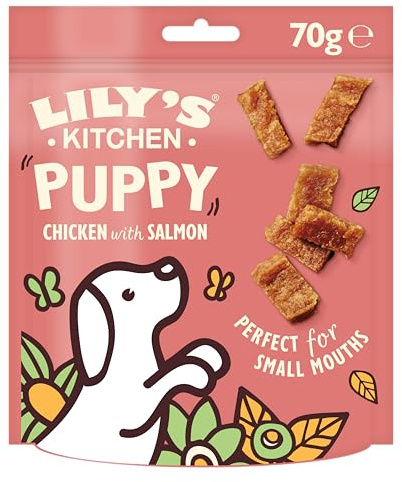Lily’s Kitchen Made with Natural Ingredients Puppy Dog Treats Packet Chicken Nibbles with Salmon Grain-Free Recipes 8 x 70g