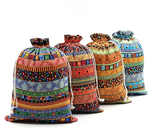 SumDirect Jutesäcke im ägyptischen Ethno-Stil, leichte Geschenktaschen, atmungsaktive Schmuckbeutel mit Kordelzug, für Hochzeit, Party, Geburtstag, Bastelarbeiten (17 x 24 cm)