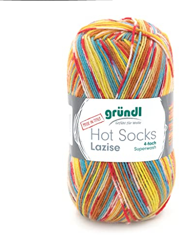 Gründl Hot Socks Lazise,6-fach Sockenwolle,75% Schurwolle/25% Polyamid, 150 g Knäuel, zum Stricken und Häkeln, (Farbe: 4)