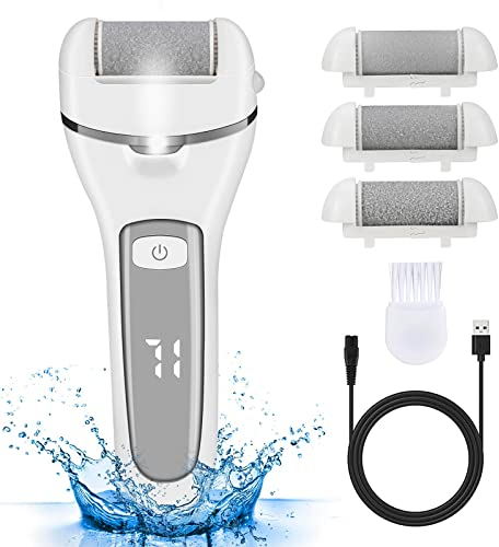 Czemo Elektrischer Hornhautentferner Wiederaufladbar Hornhauthobel mit 3 Ersatzrollen Wasserdichte Hornhautraspel Fußpflege für Füsse, 2 Geschwindigkeiten