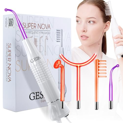 GESS SuperNova Darsonval Hochfrequenzgerät für Gesicht und Haare, Anti Aging Gesichtsmassagegerät, Akne Behandlung, Faltenreduzierung, Hautpflege Kosmetik Gerät