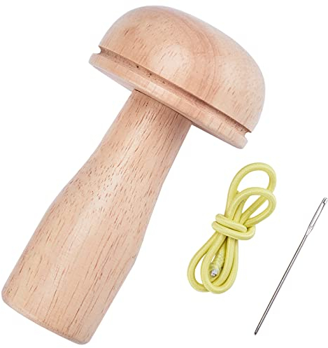 GORGECRAFT Stopfpilz-Stickset Aus Holz Tragbar Nadelaufbewahrung Pilz-Nadelfaden-Set Für Heimwerker Nähwerkzeug Zuhause Reisen Handwerk Stopfen von Kleidung Sockenlöchern Reparaturen Strickzubehör