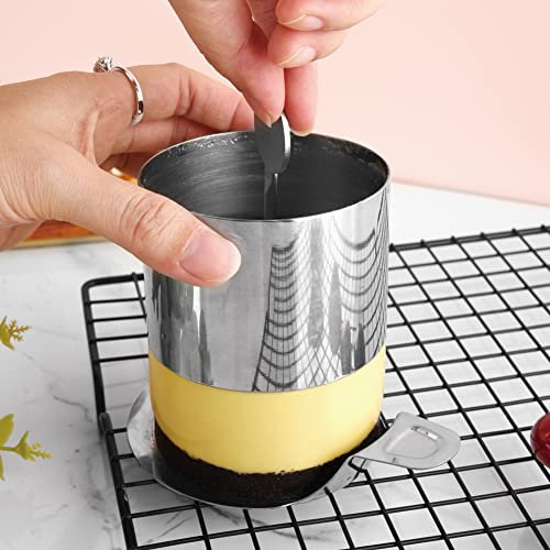 Guowall Anelli per Torte, Set di Coppapasta Tagliapasta Anello, Coppa Pasta con Pressa e Base, Acciaio Inox (Rotondo)