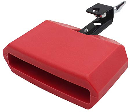 SEAFRONT Percussion Kuhglocke für Schlagzeug Verstellbare Halterung, Kunststoff Cowbell Schlagzeug Musikalischer Percussion Block, Latin Drum Instrument (Rot)