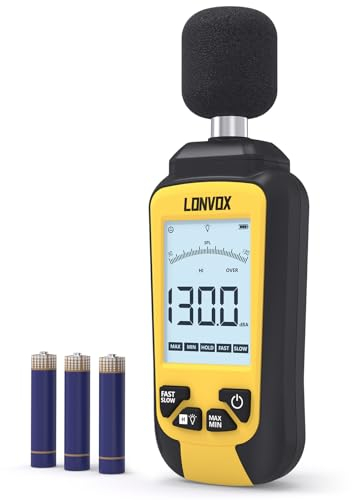 Decibel Meter, LONVOX Sound Level Meter with 30 – 130 dBA Measuring Range, SPL meter with 2.45 Backlit LCD, dB Meter with MAX/MIN Noise Measurement, Noise Meter for Classroom, Noisy Neighbor, Factory