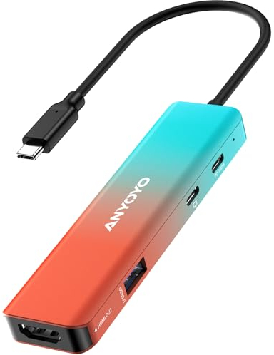 ANYOYO Capture Card für Nintendo Switch, 1080P 60FPS USB/Type-C 3.0 HDMI Video Capture Card mit PD 100W Ladeanschluss, Eingebauter Multifunktions-Hub Kompatibel mit Switch, PS4/5, PC und Mac