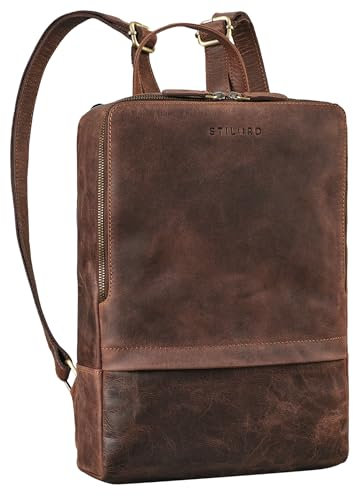 STILORD 'Verona' Real Leather Backpack for Men & Women Medium-Sized City Daypack Handbag Elegant Travel Bag Laptop Backpack 13-13.3 Inch Rucksack Genuine Leather, Colour:veleta - brown