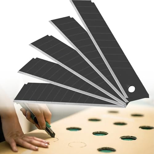 50er-Pack Cuttermesser Klingen Profi, 18-mm-Ersatzklingen für Allzweckmesser, Ersatzklingen Cuttermesser aus hochwertigem Carbonstahl, Cutterklingen Messer klingen Schwarz
